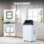 Acondicionador de aire portátil de 14000 BTU enfría hasta 70 m², unidad de aire acondicionado portátil 3 en 1 silenciosa con control remoto y kits de instalación
