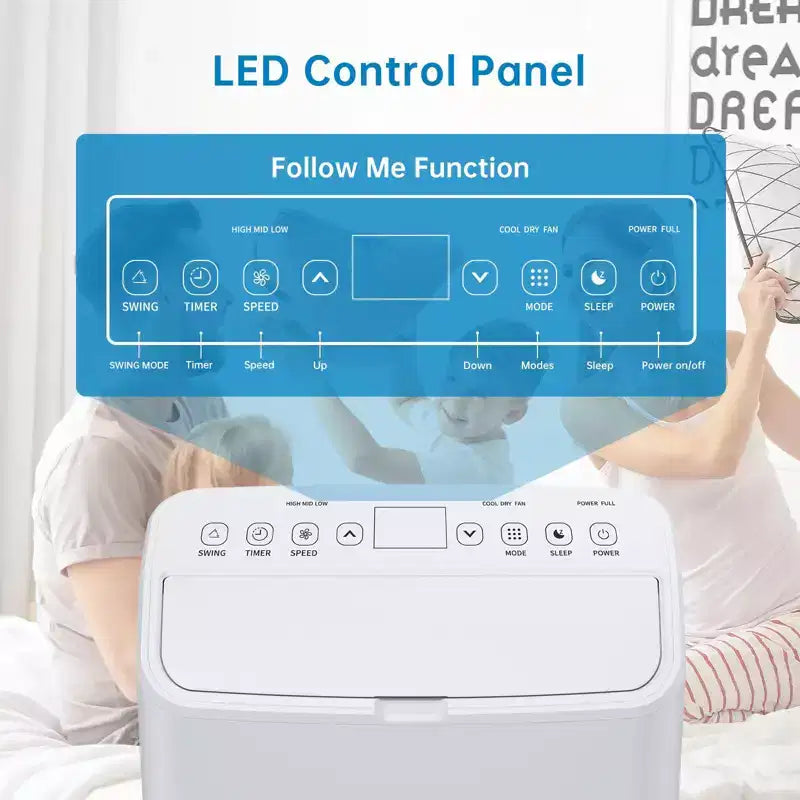 Aire acondicionado portátil de 15,000 BTU, aire acondicionado portátil con enfriamiento integrado, deshumidificador y ventilador. Enfría hasta 850 pies cuadrados en dormitorio, oficina, cocina.