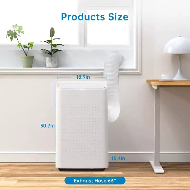 Aire acondicionado portátil de 15,000 BTU, aire acondicionado portátil con enfriamiento integrado, deshumidificador y ventilador. Enfría hasta 850 pies cuadrados en dormitorio, oficina, cocina.