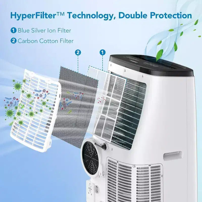 Aire acondicionado portátil de 15,000 BTU, aire acondicionado portátil con enfriamiento integrado, deshumidificador y ventilador. Enfría hasta 850 pies cuadrados en dormitorio, oficina, cocina.