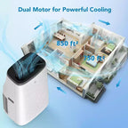 Aire acondicionado portátil de 15,000 BTU, aire acondicionado portátil con enfriamiento integrado, deshumidificador y ventilador. Enfría hasta 850 pies cuadrados en dormitorio, oficina, cocina.