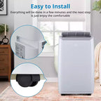 Acondicionadores Portátiles de 12000 BTU, Enfriador Portátil 3 en 1 con Modos de Suspensión, Oscilación Automática, Deshumidificador y Ventilador, Acondicionadores con Pantalla, hasta 51 m².