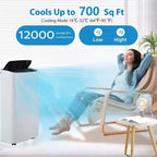 Aire Acondicionado, Aire Acondicionado Portátil de 12000 BTU con Modos de Deshumidificador y Ventilador, Enfría Habitaciones de hasta 65 m², Unidad de Aire Acondicionado de Suelo para Habitaciones