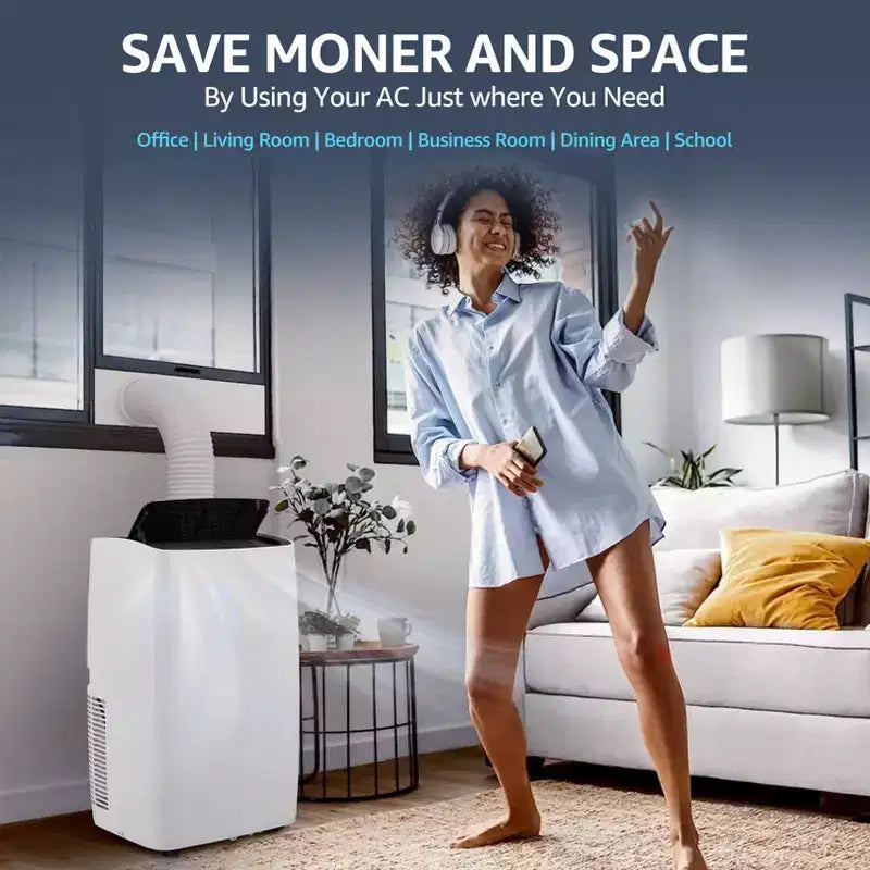 Aire Acondicionado, Aire Acondicionado Portátil de 12000 BTU con Modos de Deshumidificador y Ventilador, Enfría Habitaciones de hasta 65 m², Unidad de Aire Acondicionado de Suelo para Habitaciones