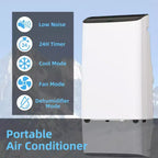 Aires acondicionados portátiles para habitaciones de hasta 70 m², aire acondicionado de piso de 14,000 BTU, control remoto, temporizador de 24 horas, kit de ventana deslizante