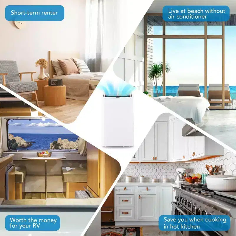 Aires acondicionados portátiles de 14000 BTU con control remoto, unidad de aire acondicionado portátil 3 en 1, enfría habitaciones de hasta 70 m², modo inteligente/reposo, 3 velocidades