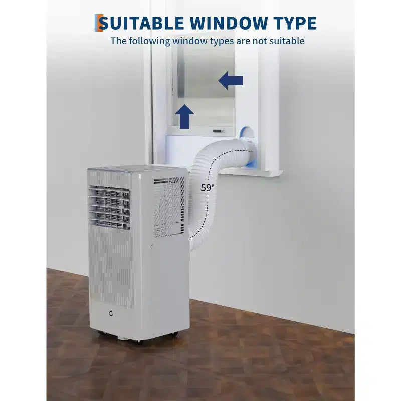 Aires acondicionados portátiles, Flarhetoric 10000 BTU Refrigeración/Ventilador/Deshumidificador 3 EN 1 Unidad de aire acondicionado portátil para habitaciones de 52 m², Unidades para habitaciones con bajo nivel de ruido