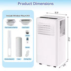 Aires acondicionados portátiles, Flarhetoric 10000 BTU Refrigeración/Ventilador/Deshumidificador 3 EN 1 Unidad de aire acondicionado portátil para habitaciones de 52 m², Unidades para habitaciones con bajo nivel de ruido