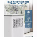 Aire acondicionado portátil de 8.000 BTU, unidad de CA portátil para dormitorio de hasta 32,5 m², refrigeración, deshumidificador, aire acondicionado de pie, temporizador de 24 horas