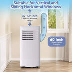 Aire acondicionado móvil de 8000 BTU, unidad de CA 3 en 1 con giro de 360 grados, enfría rápido 39 m², modo de suspensión, deshumidificador integrado, modo ventilador