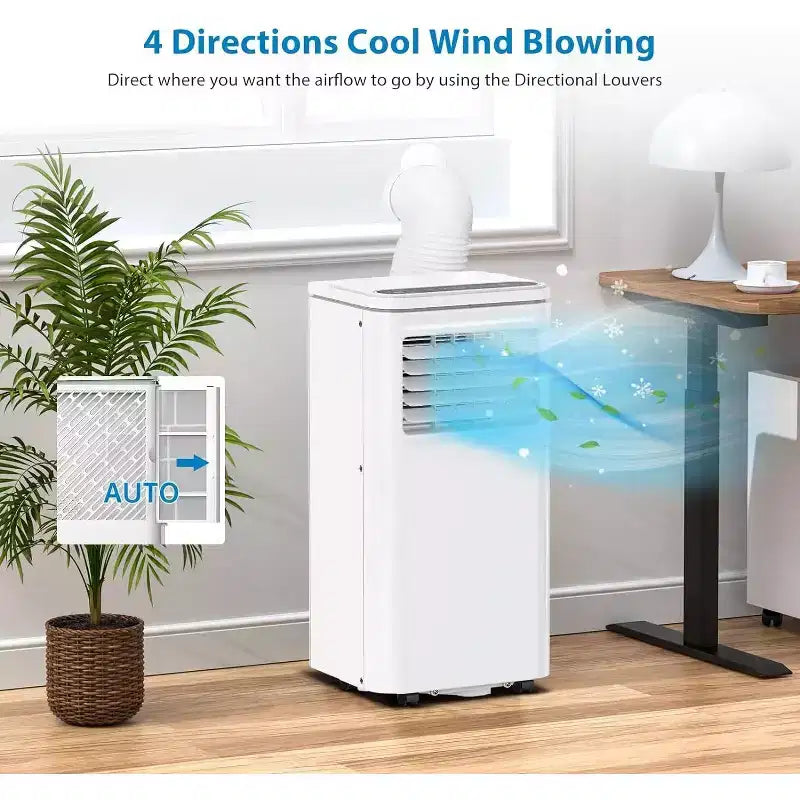 Aire acondicionado portátil de 8.000 BTU con refrigeración, deshumidificador, ventilador 3 en 1, pantalla LED, temporizador de 24 horas, alta eficiencia de refrigeración DOE SACC 5.000 BTU