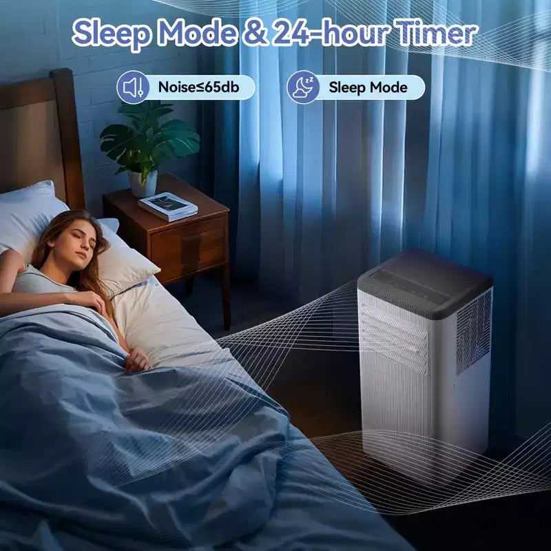 Aire acondicionado portátil de 8.000 BTU con refrigeración, deshumidificador, ventilador 3 en 1, pantalla LED, temporizador de 24 horas, alta eficiencia de refrigeración DOE SACC 5.000 BTU