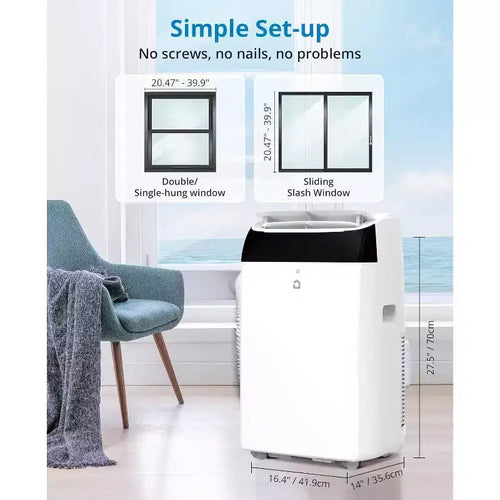Acondicionadores de Aire de 14,000 BTU, enfrían hasta 70 m², aire acondicionado portátil 3 en 1 con modos de enfriamiento, deshumidificación y ventilador, control remoto