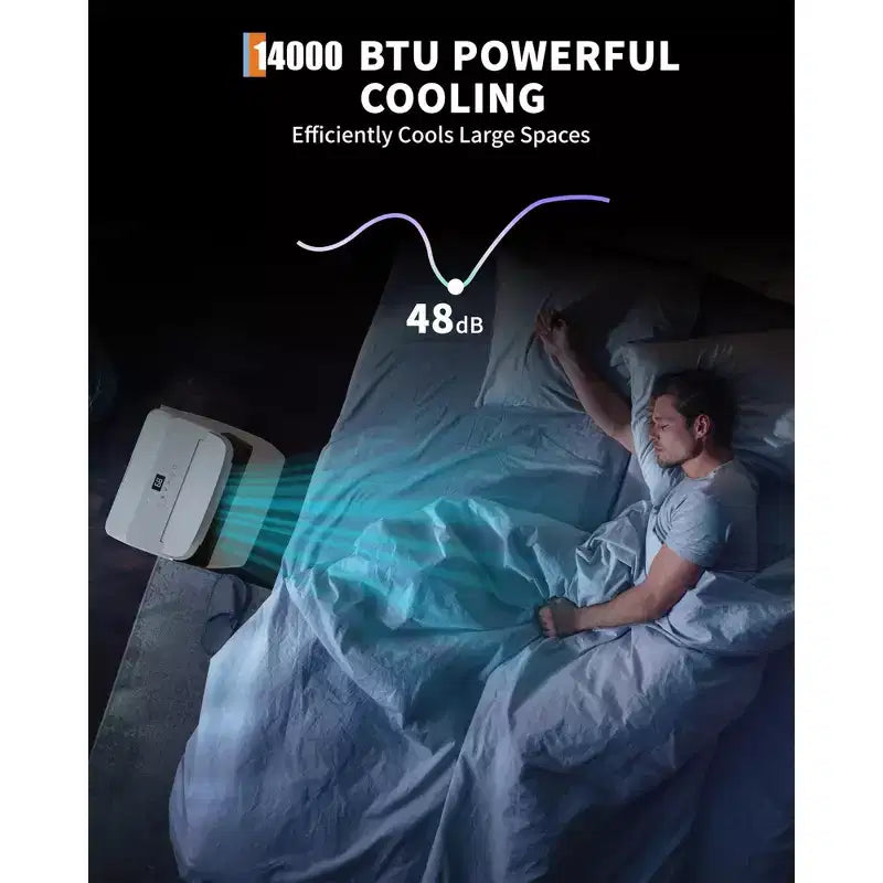 Acondicionadores de Aire de 14,000 BTU, enfrían hasta 70 m², aire acondicionado portátil 3 en 1 con modos de enfriamiento, deshumidificación y ventilador, control remoto