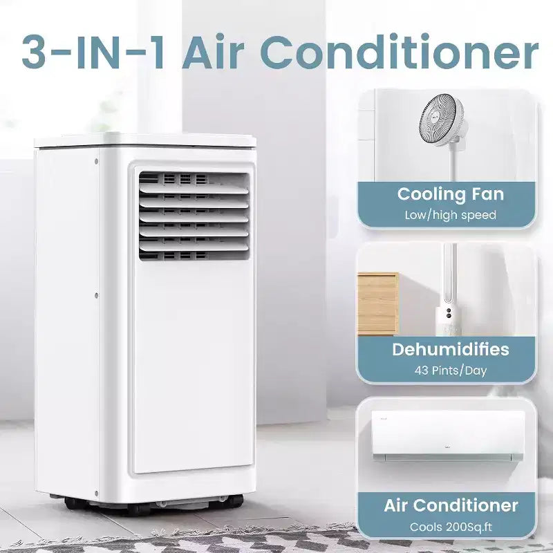 Acondicionador de Aire Portátil ZAFRO, Aire Acondicionado con Refrigeración, Ventilador, Deshumidificador, Modo de Reposo, 55 db, Enfría hasta 42 m²