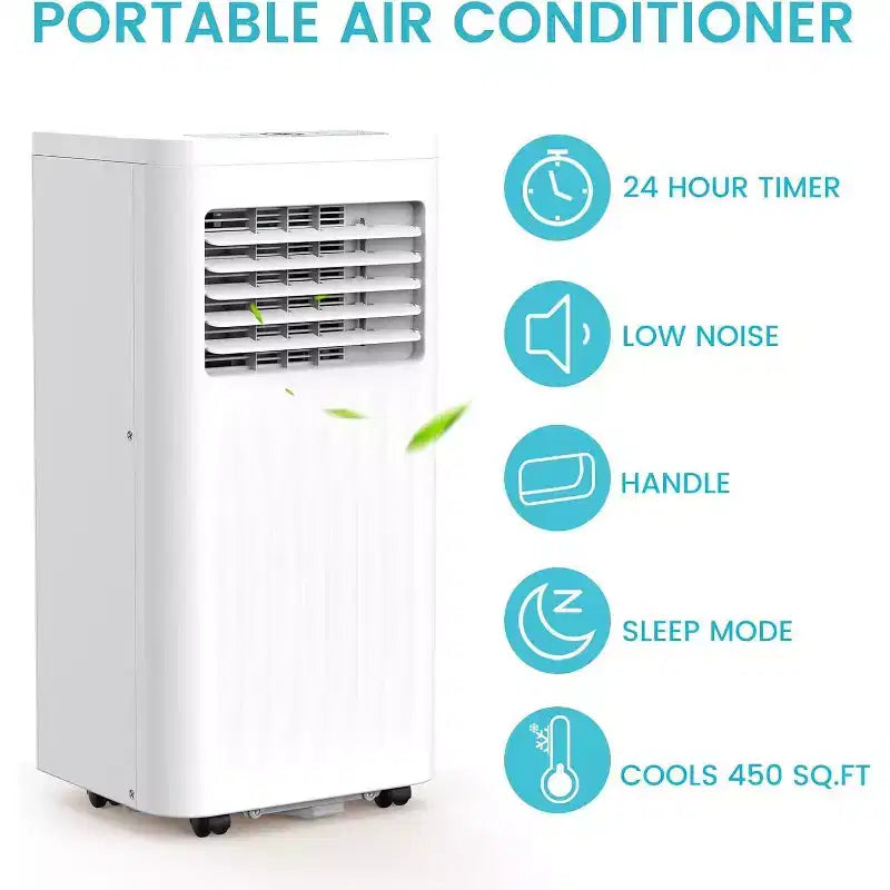 Aire acondicionado portátil ZAFRO, 4 modos de CA portátil con control remoto/pantalla LED/temporizador de 24 horas
