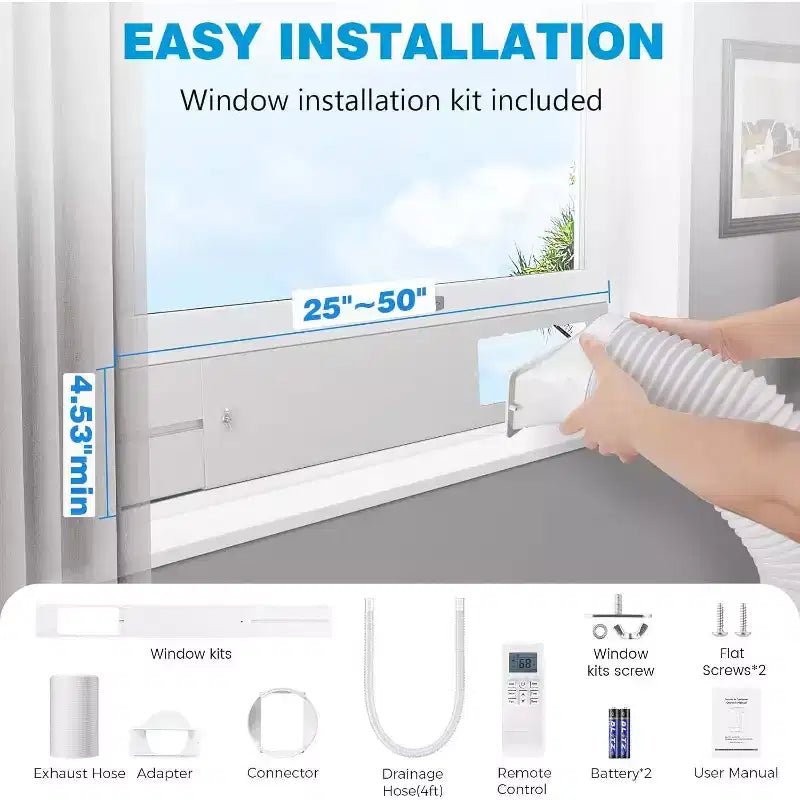 Aire acondicionado portátil ZAFRO, 4 modos de CA portátil con control remoto/pantalla LED/temporizador de 24 horas