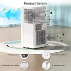 Aire acondicionado portátil ZAFRO, 4 modos de CA portátil con control remoto/pantalla LED/temporizador de 24 horas