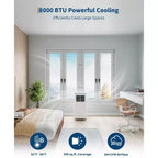 Acondicionador de aire TROPOW, unidad 3 en 1 de 8000 BTU con modo ventilador, control remoto y diseño sin ventilación, aire acondicionado portátil para habitaciones.
