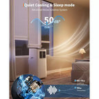 Acondicionador de aire TROPOW, unidad 3 en 1 de 8000 BTU con modo ventilador, control remoto y diseño sin ventilación, aire acondicionado portátil para habitaciones.