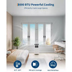 Acondicionador de aire TROPOW, unidad 3 en 1 de 8000 BTU con modo ventilador, control remoto y diseño sin ventilación, aire acondicionado portátil para habitaciones.
