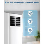 Acondicionador de aire TROPOW, unidad 3 en 1 de 8000 BTU con modo ventilador, control remoto y diseño sin ventilación, aire acondicionado portátil para habitaciones.