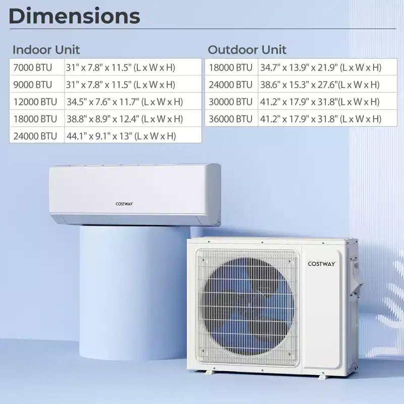 Costway Aire Acondicionado Mini Split de 2 Zonas 18k BTU 22 SEER2 208-230V con Wifi