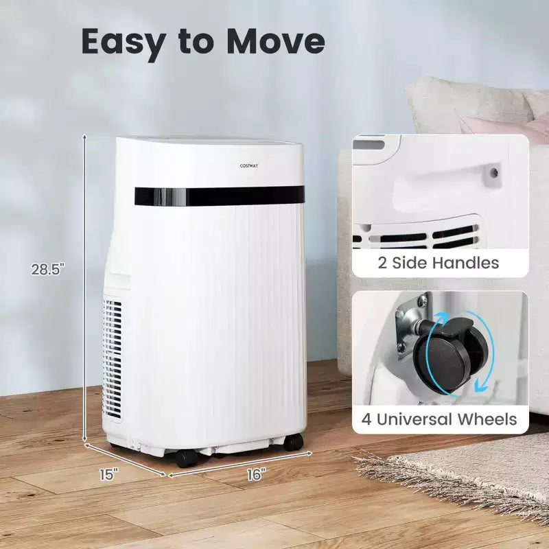 Aire Acondicionado Portátil Costway de 12000 BTU con Ventilador y Deshumidificador, Modo Noche, Temporizador de 24H