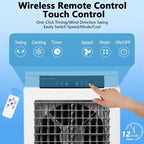 Enfriador evaporativo de 3000 CFM con control remoto y temporizador de 12 horas, 4 bolsas de hielo, 3 modos y velocidades de viento para uso en exteriores e interiores, 10.3 galones