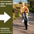 Bicicleta eléctrica para adultos, Ebike plegable con neumático grueso de 20 x 4.0, batería extraíble de 500 W 48 V y 7 velocidades, ideal para ir al trabajo