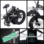 Bicicleta eléctrica para adultos, Ebike plegable con neumático grueso de 20 x 4.0, batería extraíble de 500 W 48 V y 7 velocidades, ideal para ir al trabajo