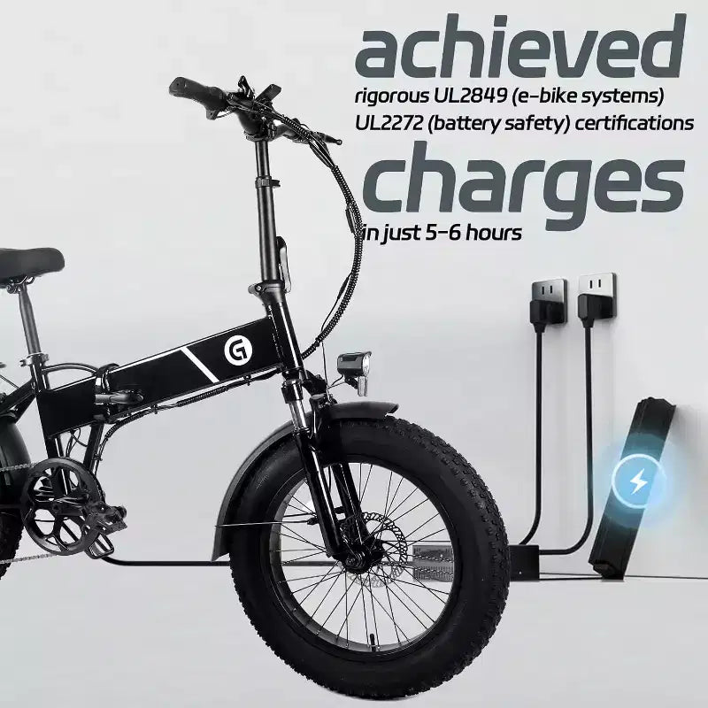 Bicicleta eléctrica para adultos, Ebike plegable con neumático grueso de 20 x 4.0, batería extraíble de 500 W 48 V y 7 velocidades, ideal para ir al trabajo