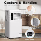 Aire Acondicionado Portátil de 8000 BTU con Control Remoto, Unidad 3 en 1 para Habitaciones, Dormitorios, Garajes, Caravanas, Incluye Temporizador, Pantalla y Kit de Ventana, Blanco