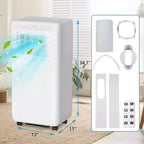 Aire acondicionado portátil de 8.000 BTU para habitación de hasta 32.5 m², unidad de aire acondicionado portátil con control remoto, modo de suspensión, kit de ventana incluido