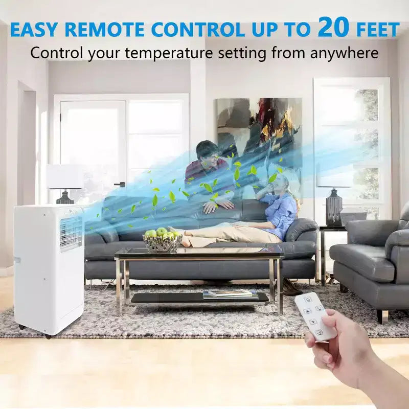 Aire acondicionado portátil de 8.000 BTU para habitación de hasta 32.5 m², unidad de aire acondicionado portátil con control remoto, modo de suspensión, kit de ventana incluido