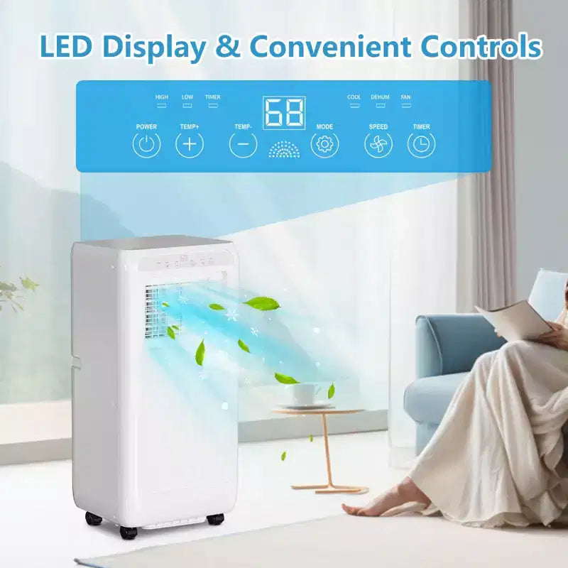 Aire acondicionado portátil de 8.000 BTU para habitación de hasta 32.5 m², unidad de aire acondicionado portátil con control remoto, modo de suspensión, kit de ventana incluido
