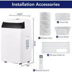 Aire Acondicionado Portátil Acekool de 12,000 BTU - 3 en 1 Refrigeración, Deshumidificador y Ventilador para Habitaciones de hasta 51 m², Pantalla LED, Control Remoto