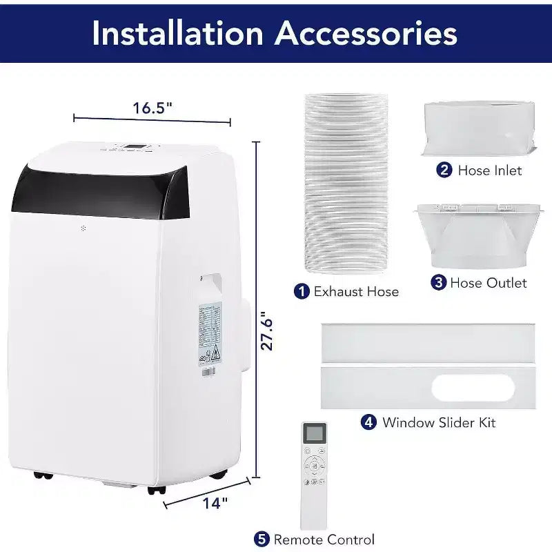Aire Acondicionado Portátil Acekool de 12,000 BTU - 3 en 1 Refrigeración, Deshumidificador y Ventilador para Habitaciones de hasta 51 m², Pantalla LED, Control Remoto
