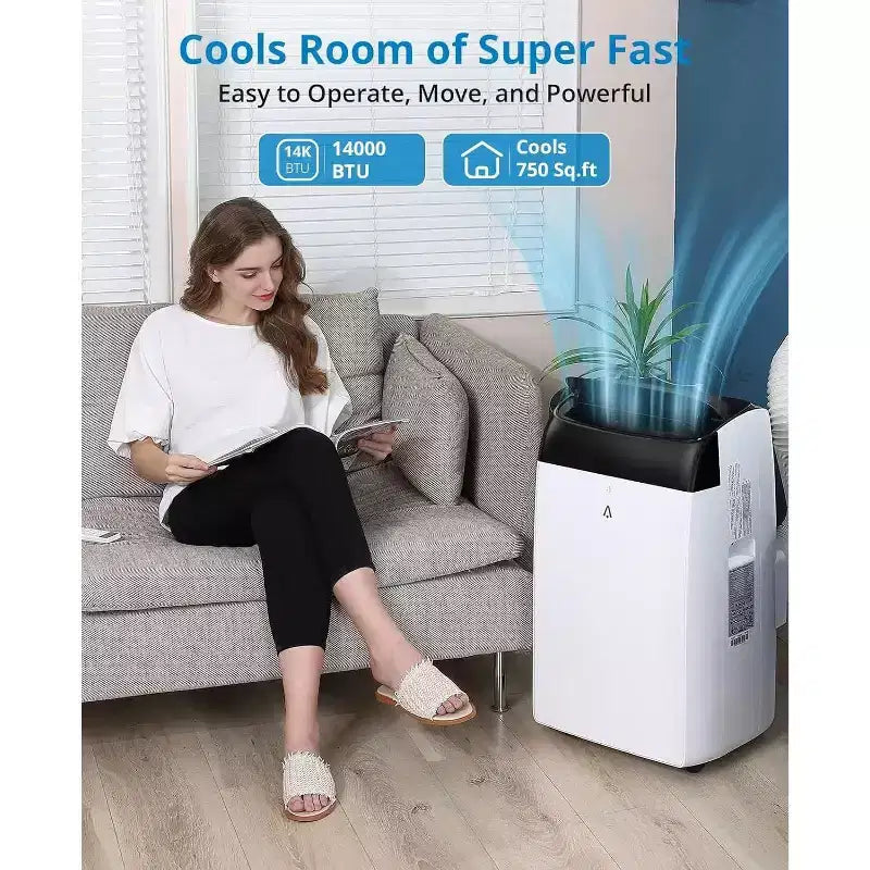 Aire Acondicionado Portátil Acekool de 12,000 BTU - 3 en 1 Refrigeración, Deshumidificador y Ventilador para Habitaciones de hasta 51 m², Pantalla LED, Control Remoto