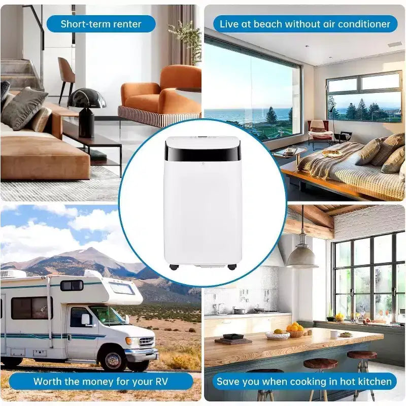 Aire Acondicionado Portátil Acekool de 12,000 BTU - 3 en 1 Refrigeración, Deshumidificador y Ventilador para Habitaciones de hasta 51 m², Pantalla LED, Control Remoto