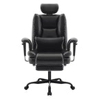 Silla de oficina de cuero sintético con soporte lumbar y respaldo alto, silla de escritorio ergonómica con reposacabezas elevable