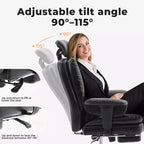 Silla de oficina de cuero sintético con soporte lumbar y respaldo alto, silla de escritorio ergonómica con reposacabezas elevable