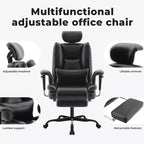 Silla de oficina de cuero sintético con soporte lumbar y respaldo alto, silla de escritorio ergonómica con reposacabezas elevable