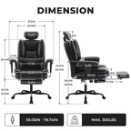 Silla de oficina de cuero sintético con soporte lumbar y respaldo alto, silla de escritorio ergonómica con reposacabezas elevable