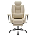 Silla de oficina de cuero sintético con soporte lumbar y respaldo alto, silla de escritorio ergonómica con reposacabezas elevable