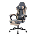 Silla de gaming, silla ergonómica de ordenador con reposapiés y soporte lumbar de masaje, silla de videojuego giratoria y regulable en altura