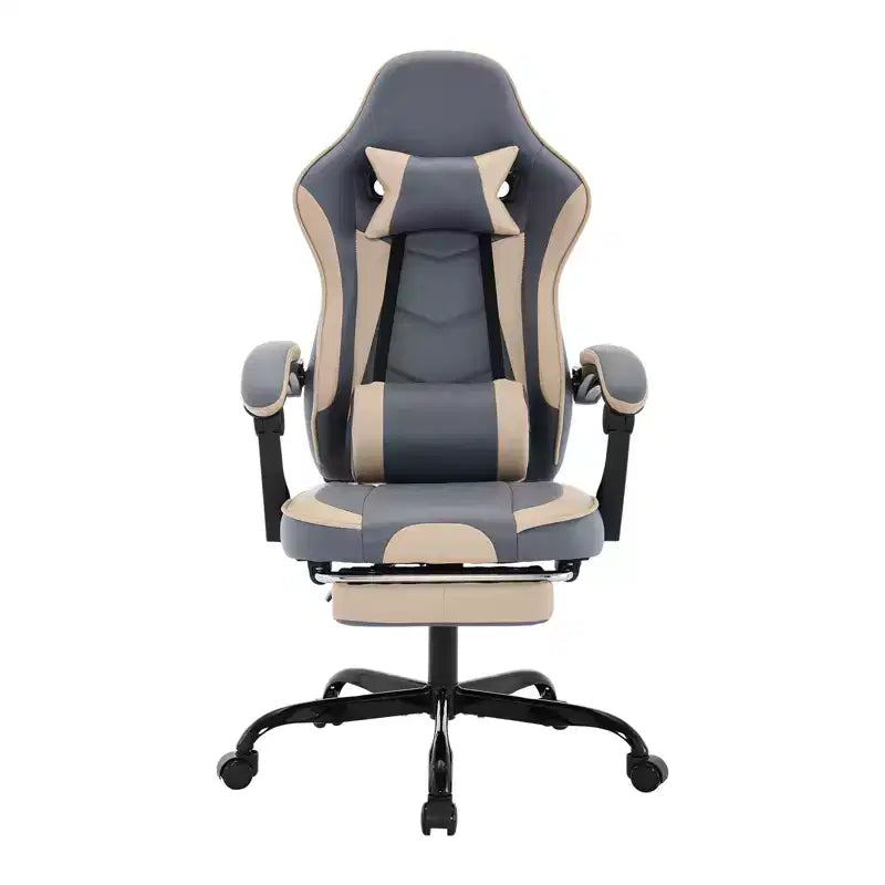 Silla de gaming, silla ergonómica de ordenador con reposapiés y soporte lumbar de masaje, silla de videojuego giratoria y regulable en altura