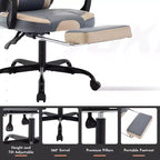 Silla de gaming, silla ergonómica de ordenador con reposapiés y soporte lumbar de masaje, silla de videojuego giratoria y regulable en altura