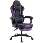 Silla de gaming, silla ergonómica de ordenador con reposapiés y soporte lumbar de masaje, silla de videojuego giratoria y regulable en altura