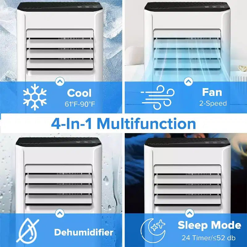 Aires acondicionados portátiles ZAFRO, hasta 450 pies cuadrados, unidad de aire acondicionado 4 en 1 con enfriamiento rápido/eficiencia energética/control remoto/temporizador de 24 horas